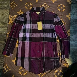 Womens Burberry long sleeve button up